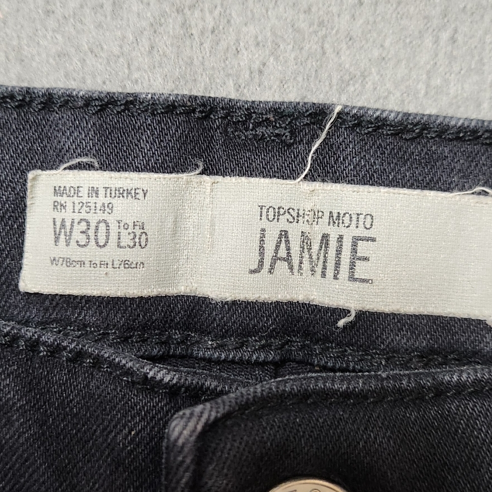 Topshop Jamie High Waisted Embroidered Roses Black Cropped Stretchy Jeans 30 - Picture 10 of 14